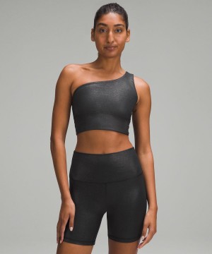 Lululemon Align™ Asymmetrical Gerippt Bra Light Support A/B Cup Shine Sport BH Damen Schwarz | 9328ETQZK