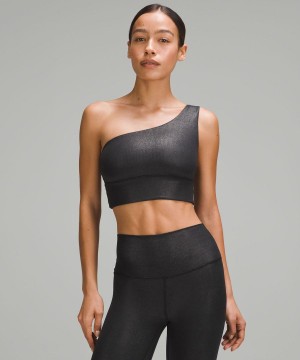 Lululemon Align™ Asymmetrical Gerippt Bra Light Support C/D Cup Shine Sport BH Damen Schwarz | 2157QZGOF