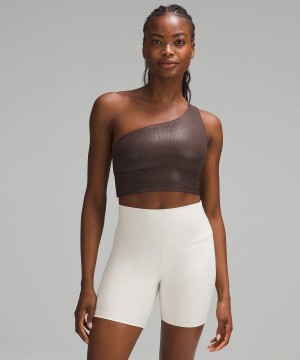 Lululemon Align™ Asymmetrical Gerippt Bra Light Support C/D Cup Shine Sport BH Damen Schokolade | 0164LDBHF