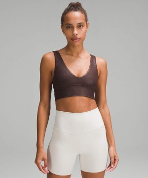 Lululemon Align™ Gerippt V-Neck Bra Light Support, A/B Cup Shine Sport BH Damen Schokolade | 8392TKFJW