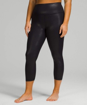 Lululemon Align™ High-Rise Crop 23" Shine Leggings Damen Schwarz | 1098LMSQE