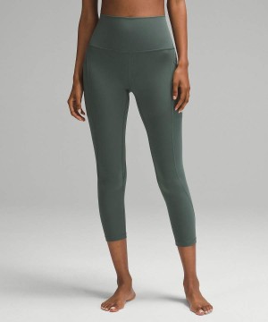 Lululemon Align™ High-Rise Crop with Pockets 23" Leggings Damen Dunkelgrün | 6154UTXVQ