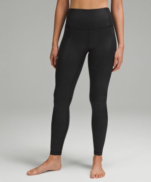 Lululemon Align™ High-Rise Gerippt 28" Shine Leggings Damen Schwarz | 3472KMRAZ