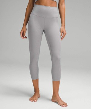 Lululemon Align™ High-Rise Gerippt Crop 23" Leggings Damen Grau | 2490PVTOQ