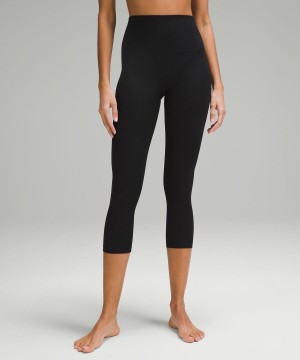 Lululemon Align™ High-Rise Gerippt Crop 23" Leggings Damen Schwarz | 4057AKLGC