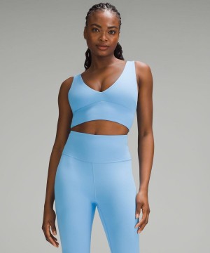 Lululemon Align™ V-Neck Bra Light Support, C/D Cup Sport BH Damen Blau | 7245SCMWD