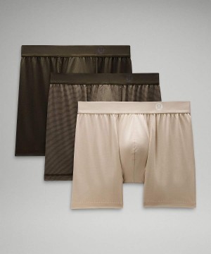 Lululemon Always In Motion Boxer 5" 3 Pack Unterwäsche Herren Beige Dunkelolivgrün Dunkelolivgrün | 9870PNSTJ