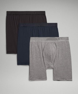 Lululemon Always In Motion Long Mesh Boxer 7" 3 Pack Unterwäsche Herren Schwarz Navy Grau | 0196FTNAW