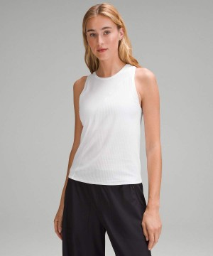 Lululemon Asymmetrical Gerippt Baumwoll Tanktop Damen Weiß | 7106NBYUC