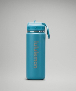 Lululemon Back to Life Sport Bottle 18oz Straw Lid Wasserflaschen Damen Blau | 8394HACBK