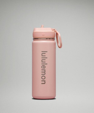 Lululemon Back to Life Sport Bottle 18oz Straw Lid Wasserflaschen Damen Rosa Weiß | 8547IHXKO