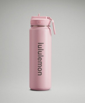 Lululemon Back to Life Sport Bottle 24oz Straw Lid Wasserflaschen Damen Rosa Weiß | 1672RLUTO