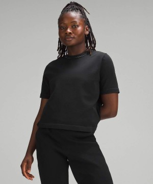 Lululemon Boxy Knit T-shirts Damen Schwarz | 4926FRPLQ