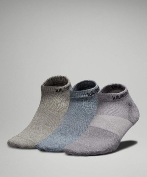 Lululemon Daily Stride Kompfort Low-Ankle 3 Pack Socken Herren Grau Blau Olivgrün | 2379NOGFQ