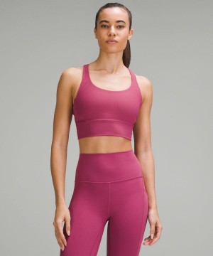 Lululemon Energy Gerippt Longline Bra Medium Support, B–D Cups Sport BH Damen Lila | 0746ADIHB