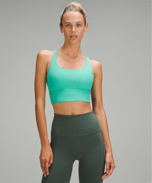 Lululemon Energy Longline Gerippt Bra Medium Support, B–D Cups Sport BH Damen Grün | 0549WJBIG