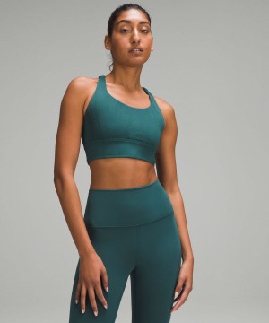 Lululemon Energy Longline Gerippt Bra Medium Support, B–D Cups Sport BH Damen Türkis Türkis | 2145CHAVE