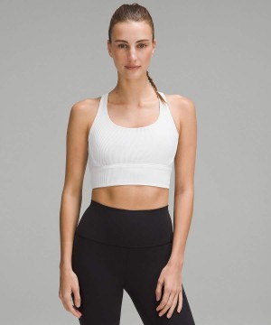 Lululemon Energy Longline Gerippt Bra Medium Support, B–D Cups Sport BH Damen Weiß | 7605BWNVH