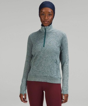 Lululemon Engineered Warmth Half-Zip Sweatshirts Damen Grün Weiß | 9382ANDGH