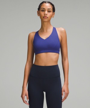 Lululemon Envital Bra Medium Support B/C Cup Sport BH Damen Blau | 4651WTDME