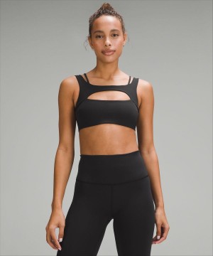 Lululemon Everlux Front Cut-Out Train Bra Light Support, B/C Cup Sport BH Damen Schwarz | 5023LAGJT