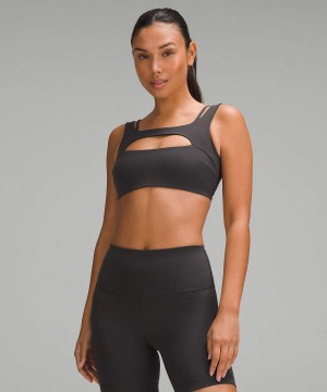 Lululemon Everlux Front Cut-Out Train Bra Light Support, B/C Cup Sport BH Damen Tiefesgrau | 6751PEFGZ