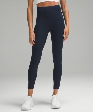 Lululemon Fast and Free High-Rise 25” Pockets Updated Leggings Damen Navy | 0852EIZHP