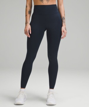 Lululemon Fast and Free High-Rise 28” Pockets Updated Leggings Damen Navy | 8201GRZML