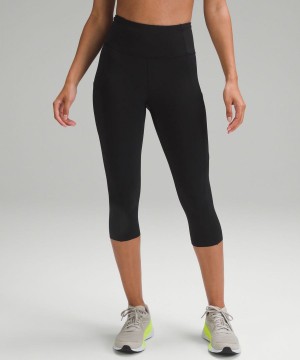 Lululemon Fast and Free High-Rise Crop 19" Leggings Damen Schwarz | 5327JKVHQ