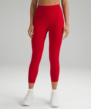 Lululemon Fast and Free High-Rise Crop 23" Pockets Updated Leggings Damen Dunkelrot | 7062UMHGT