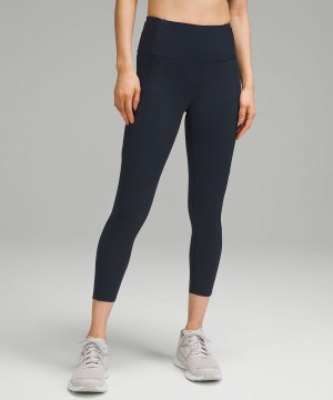 Lululemon Fast and Free High-Rise Crop 23" Leggings Damen Navy | 8295EBWVF