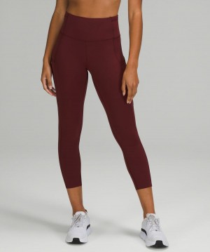 Lululemon Fast and Free High-Rise Crop 23" Leggings Damen Rot Bordeaux | 9503CFWOA