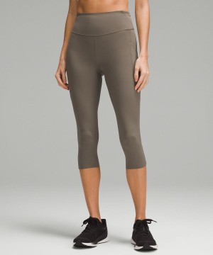 Lululemon Fast and Free High-Rise Crop with Pockets 19 Leggings Damen Grau | 9160CUSRH