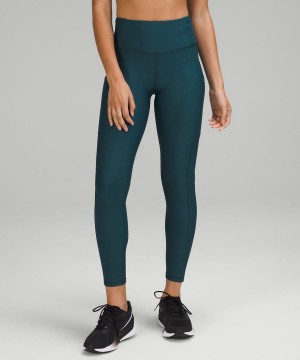 Lululemon Fast and Free High-Rise Fleece 28" Leggings Damen Grün | 7903DJVYX