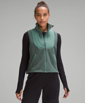 Lululemon Fleece + Ripstop Wandern Weste Damen Dunkelgrün | 5381KXNIR