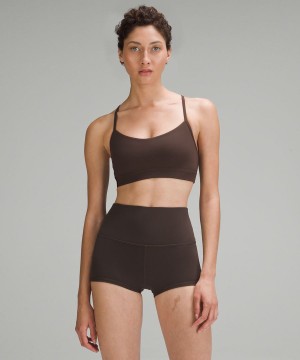 Lululemon Flow Y Bra Nulu Light Support, A–C Cups Sport BH Damen Schokolade | 3157RPZAB