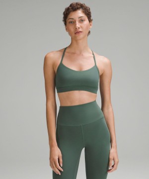 Lululemon Flow Y Bra Nulu Light Support, A–C Cups Sport BH Damen Dunkelgrün | 4623XPNDT