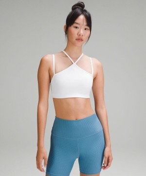 Lululemon Flow Y Riemchen Bra Nulu Light Support, A–C Cups Sport BH Damen Weiß | 2194APWTI