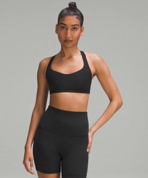 Lululemon Free to Be Bra - Wild Light Support, A/B Cup Sport BH Damen Schwarz | 2714QMERF