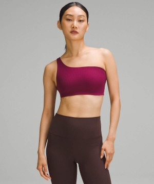 Lululemon Gerippt Nulu Asymmetrical Yoga Bra Light Support, A/B Cup Sport BH Damen Bordeaux | 0876DKUML