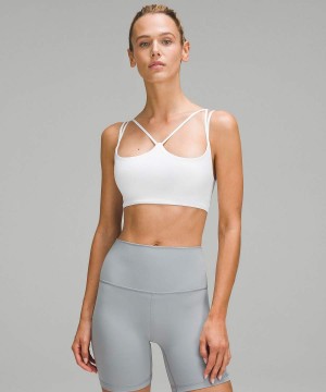 Lululemon Gerippt Nulu Riemchen Yoga Bra Light Support, A/B Cup Sport BH Damen Weiß | 1937QNDBU