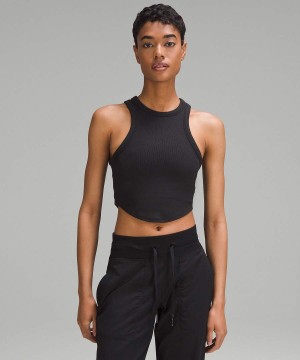 Lululemon Hold Tight Cropped Tanktop Damen Schwarz | 3467XAIMJ