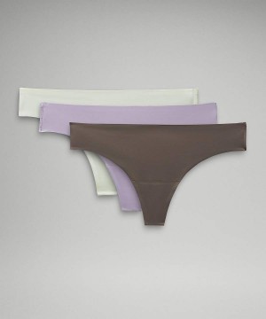 Lululemon InvisiWear Mid-Rise Tanga 3 Pack Unterwäsche Damen Lila Dunkelgrau | 4081VTKIS