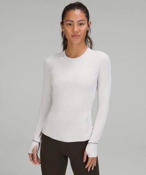 Lululemon It's Rulu Gerippt Langarmhemd Damen Weiß | 5310YZSHC