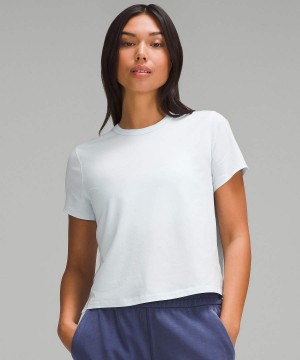 Lululemon Klassische-Fit Baumwoll-Blend T-shirts Damen Türkis | 9280TSJFA