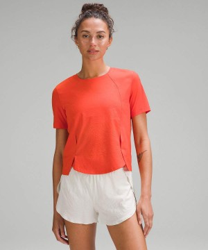 Lululemon Laufschuhe Stretch Airflow Lauf T-shirts Damen Orange Orange | 4810SEPRI