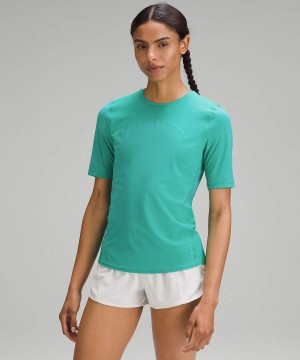 Lululemon Laufschuhe Trail Lauf T-shirts Damen Grün | 3628ABXZO