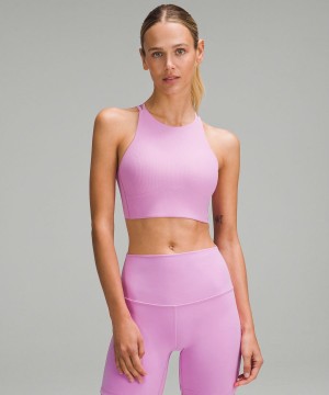 Lululemon Like a Cloud High-Neck Longline Gerippt Bra Light Support, B/C Cup Sport BH Damen Lila | 3529CPBLM