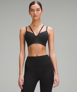 Lululemon Like a Cloud Riemchen Longline Gerippt Bra Light Support, B/C Cup Sport BH Damen Schwarz | 7392JMBRO