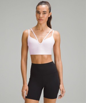 Lululemon Like a Cloud Riemchen Longline Gerippt Bra Light Support, B/C Cup Sport BH Damen Rosa | 8736DTQWU